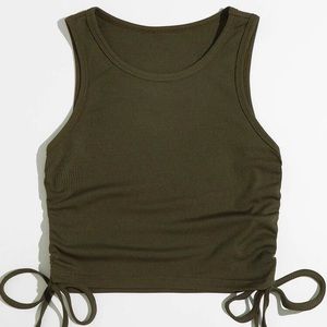 Dark green tank ruched tie sides